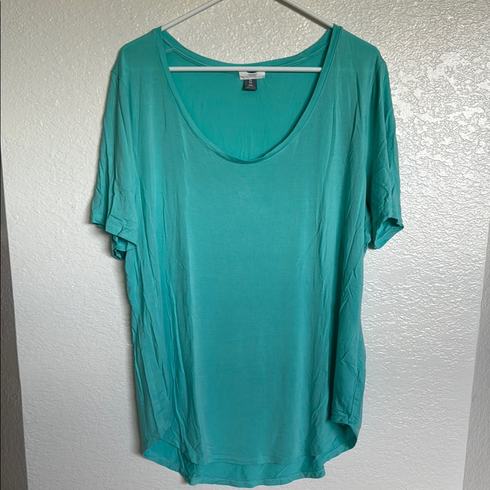 H&M Green and Blue Flutter Sleeve Relaxed Tee